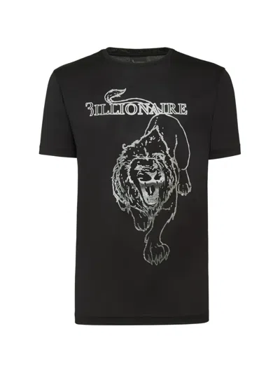 Billionaire Lion-print Crew-neck T-shirt In Brown