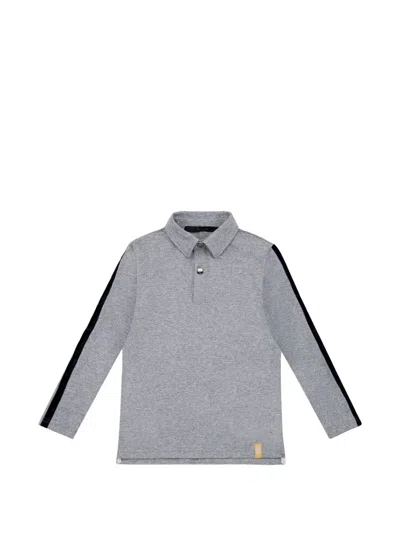 Billionaire Kids' Lion-print Long-sleeved Polo Shirt In Grey