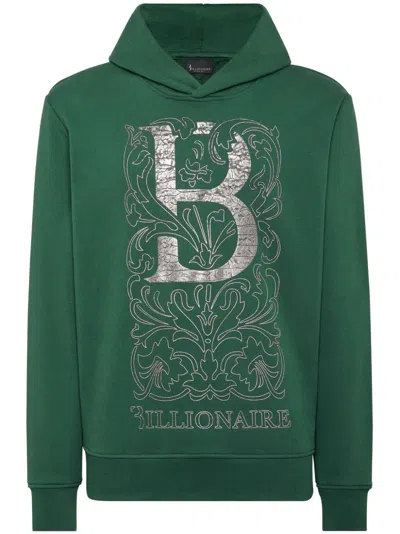 Billionaire Logo-print Cotton Hoodie In 绿色