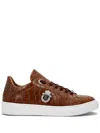 Billionaire Logo-appliqué Crocodile-effect Sneakers In Brown