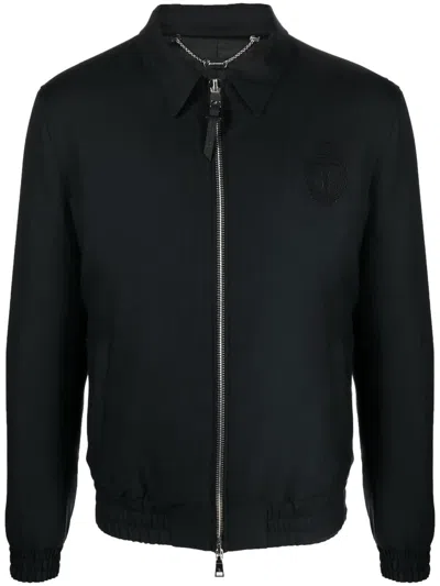 Billionaire Logo-embroidered Bomber Jacket In Black