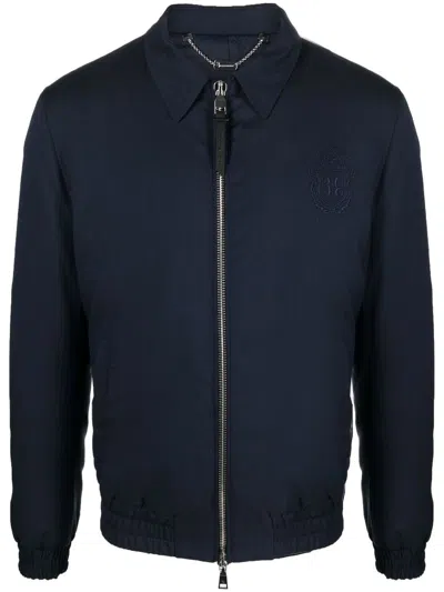 Billionaire Logo-embroidered Bomber Jacket In Blue