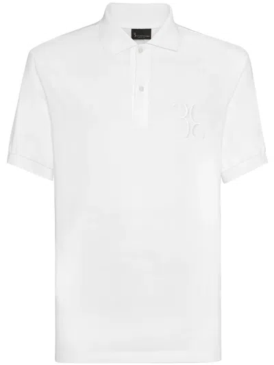 Billionaire Logo-embroidered Cotton Polo Shirt In 白色