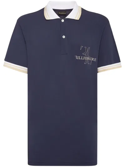 Billionaire Logo-embroidered Cotton Polo Shirt In Blau