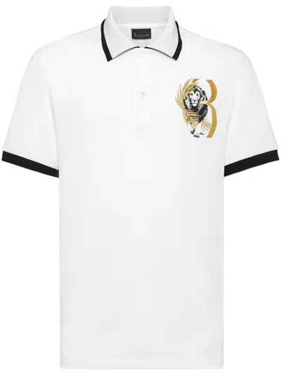 Billionaire Logo-embroidered Cotton Polo Shirt In White