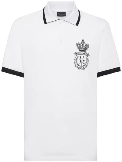 Billionaire Logo-embroidered Cotton Polo Shirt In White