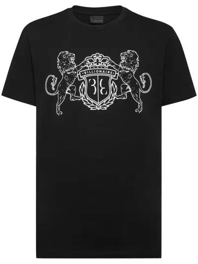 Billionaire Logo-embroidered Cotton T-shirt In Black