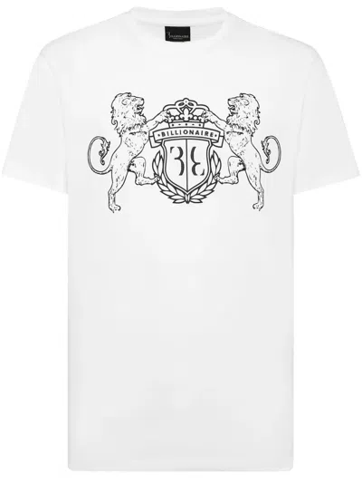 Billionaire Logo-embroidered Cotton T-shirt In White
