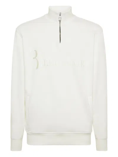 Billionaire Logo-embroidered Half-zip Jacket In White