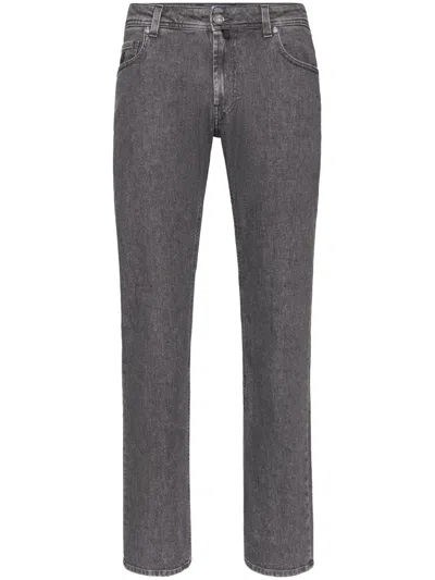Billionaire Logo-embroidered Jeans In 灰色