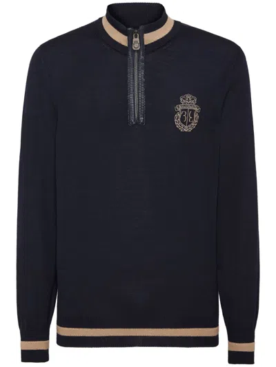 Billionaire Pullover Mit Logo-stickerei In Blau