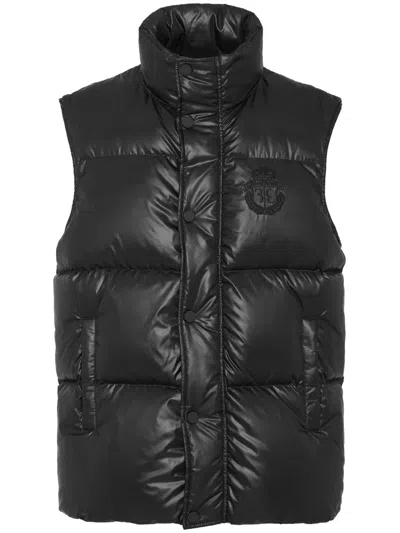 Billionaire Logo-embroidered Padded Gilet In Schwarz