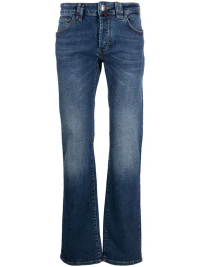 Billionaire Logo-embroidered Straight-leg Jeans In Blue