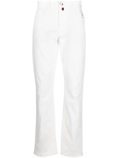 Billionaire Logo-embroidered Straight-leg Jeans In Weiss