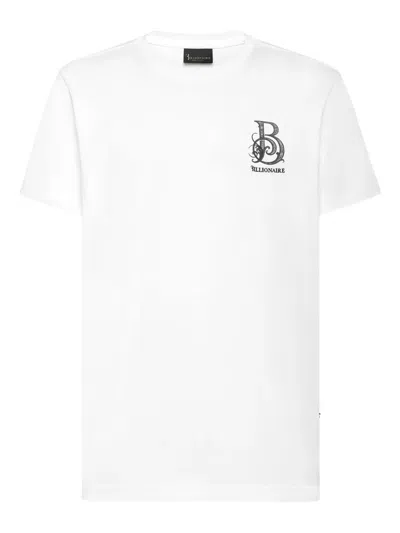 Billionaire Logo-embroidered T-shirt In White