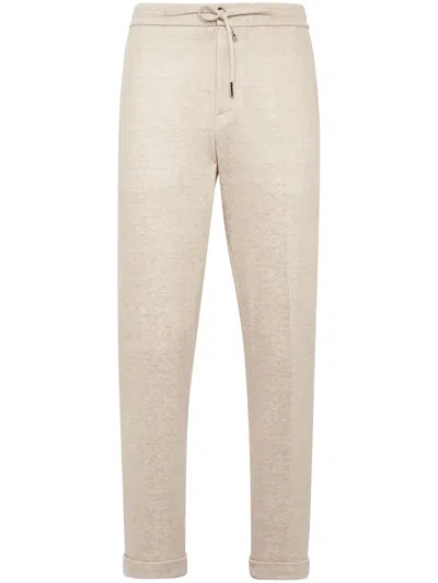 Billionaire Logo-embroidered Track Pants In Neutrals