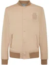 Billionaire Logo-patch Button-up Bomber Jacket In Neutrals
