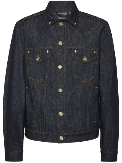 Billionaire Logo-patch Denim Jacket In 黑色