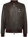 Billionaire Bomberjacke Aus Leder Mit Logo-patch In Braun
