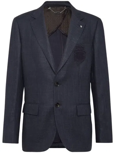Billionaire Logo-patch Single-breasted Blazer In Blue