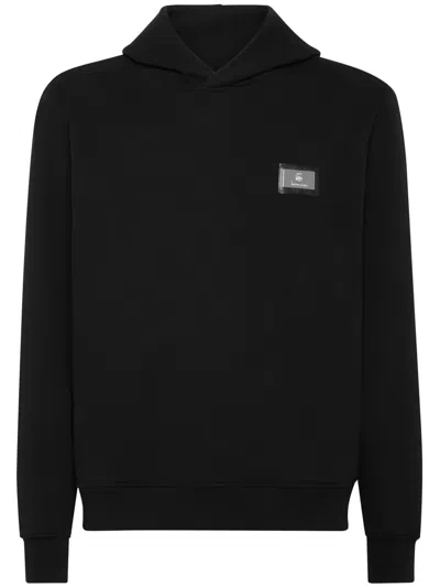 Billionaire Logo-plaque Cotton Hoodie In Schwarz
