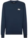 Billionaire Logo-plaque Cotton Sweatshirt In Blau