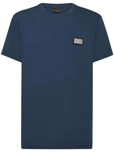 Billionaire Logo Plaque Cotton T-shirt In Blue