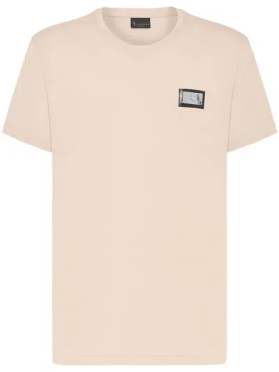 Billionaire Logo Plaque Cotton T-shirt In Neutrals