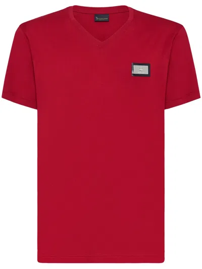 Billionaire Logo Plaque Cotton T-shirt In Red