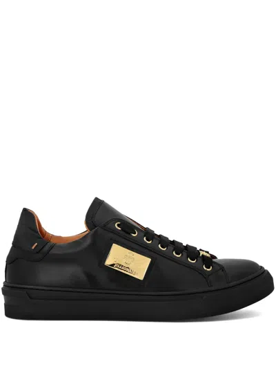 Billionaire Logo-plaque Leather Sneakers In Black