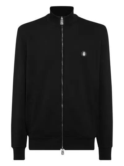 Billionaire Logo-plaque Zip-up Sweatshirt In Black