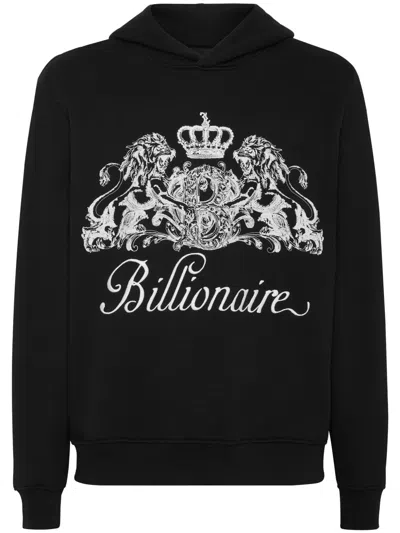Billionaire Logo-print Cotton Hoodie In Black