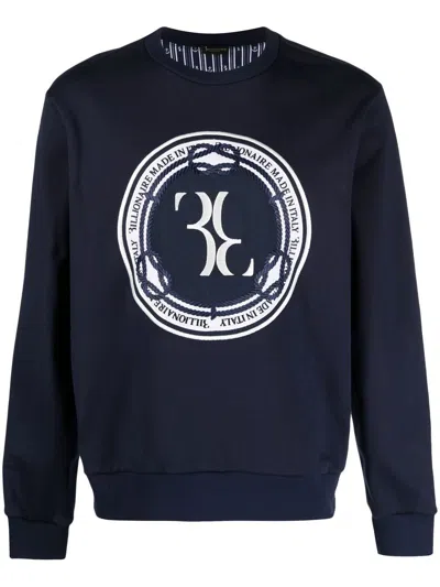 Billionaire Logo-print Cotton Sweatshirt In Blue