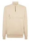 Billionaire Logo-print Half-zip Sweatshirt In Neutral