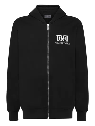 Billionaire Logo-print Zip-up Hoodie In Black