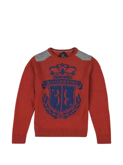 Billionaire Kids' Logo-crest Crew-neck Sweater In Orange
