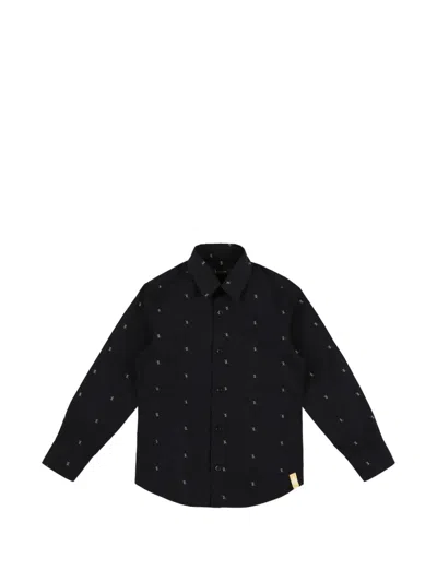 Billionaire Kids' Logo-jacquard Shirt In Black