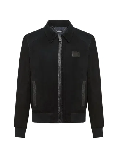 Billionaire Logo-patch Bomber Jacket In Black