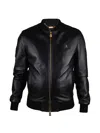 Billionaire Logo-patch Leather Jacket In Black