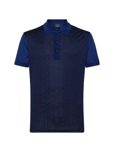 Billionaire Logo-pattern Short-sleeve Polo Shirt In Blue