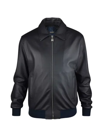 Billionaire Logo-plaque Leather Jacket In Animal Print