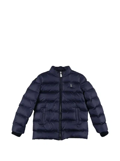 Billionaire Kids' Logo-plaque Quilted Jacket In Blue
