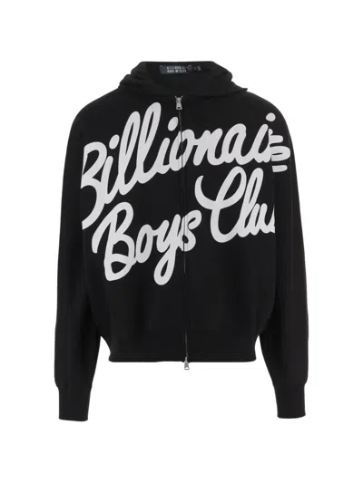 Billionaire Boys Club Large Script Logo Zip Through Hoodie In Black