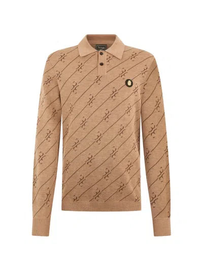 Billionaire Long-sleeve Buttoned Polo Shirt In Brown