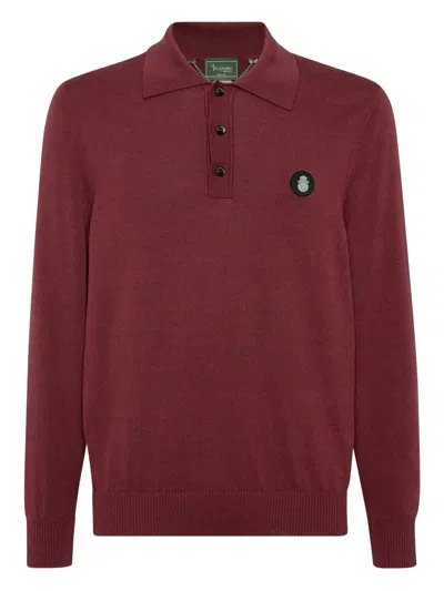 Billionaire Long-sleeved Logo Polo Shirt In Red