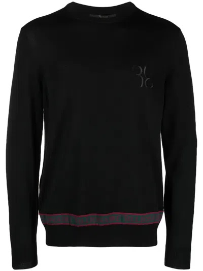 Billionaire Ls Logo-embroidered Wool-silk Jumper In Black