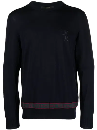 Billionaire Ls Logo-embroidered Wool-silk Jumper In Blue