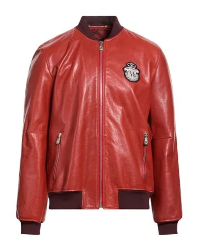 Billionaire Man Jacket Rust Size Xxl Lambskin In Red