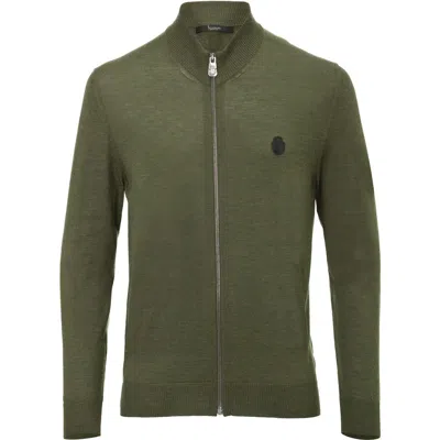 Billionaire Merino Wool Stand Collar Zip Cardigan Men In Green