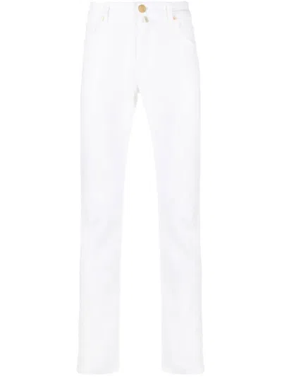 Billionaire Mid-rise Logo-embroidered Straight-leg Jeans In White